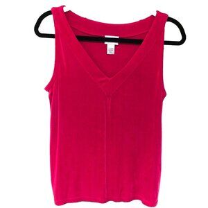 Chico's‎ Hot Pink Slinky Travel Knit Tank Top Women's Chico 2 V-Neck